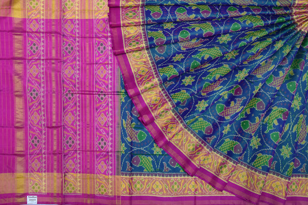 Patola saree in pink and blue combination