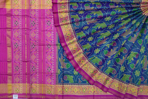 Patola saree in pink and blue combination