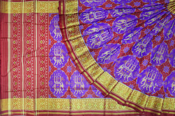 Patola saree in red and blue combination