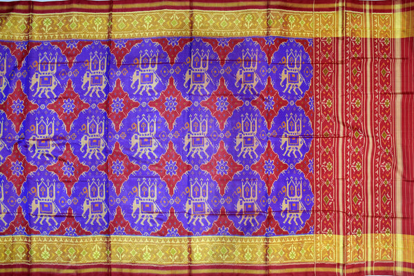 Patola saree in red and blue combination