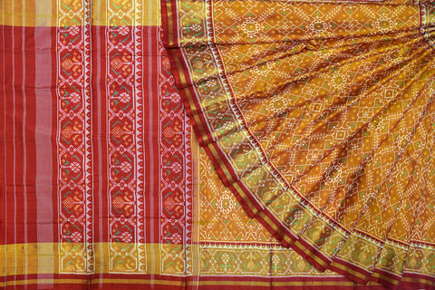 patola saree in red and golden colour