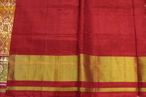 patola saree in red and golden colour