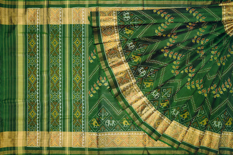 Patola saree in full green colour