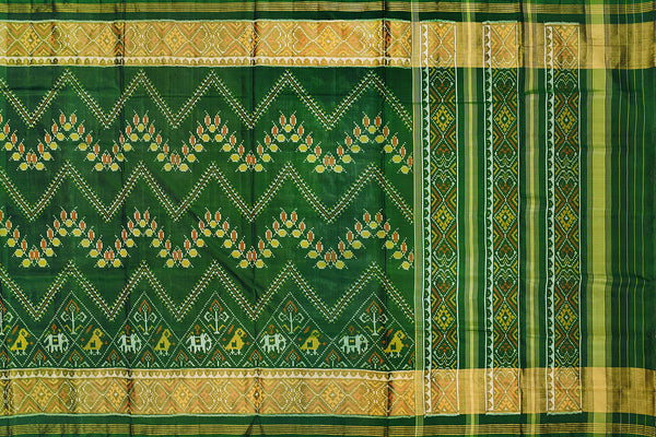 Patola saree in full green colour
