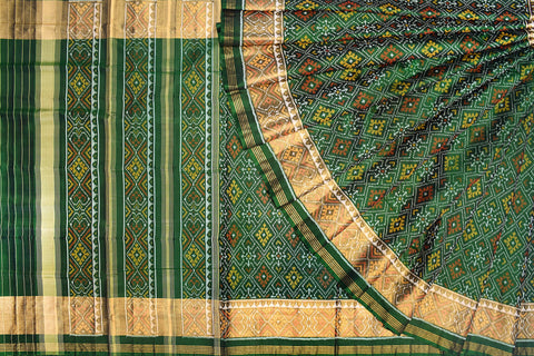 Patola saree in full green colour