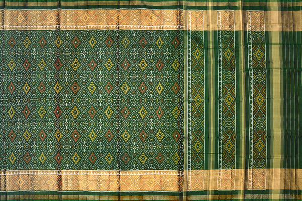 Patola saree in full green colour