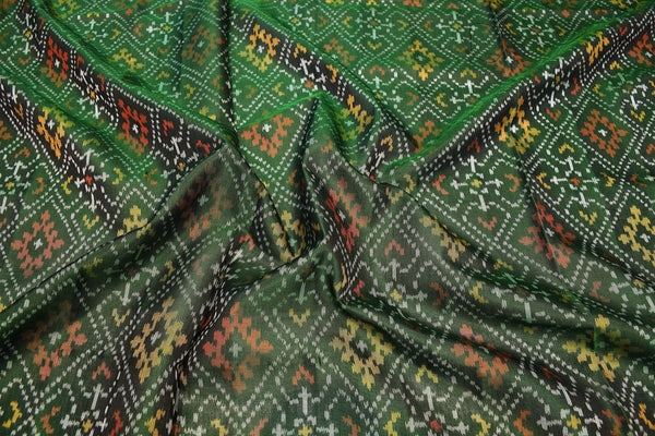 Patola saree in full green colour