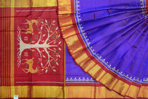 Patola saree in red and blue combination