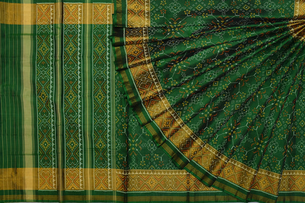 Patola saree in full green colour