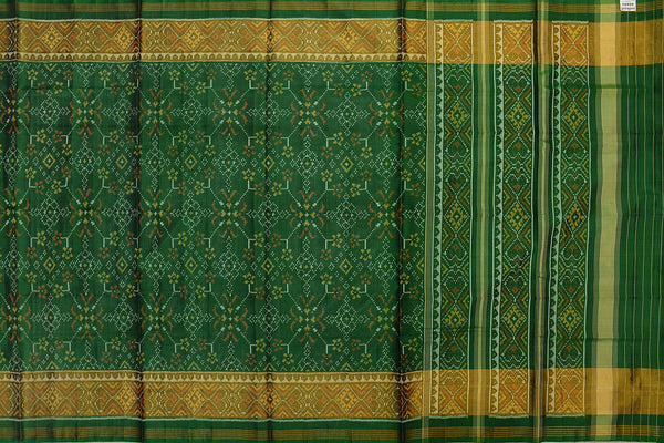 Patola saree in full green colour