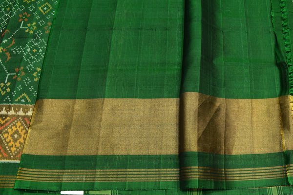 Patola saree in full green colour