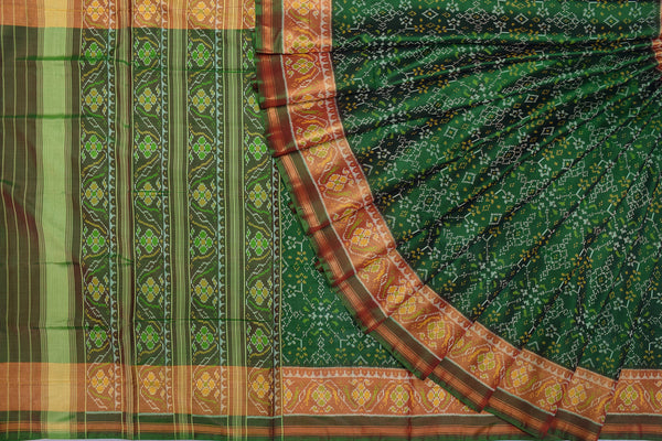 Patola saree in full green colour
