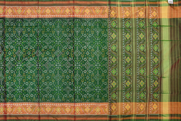 Patola saree in full green colour