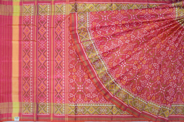 Patola saree in full baby pink colour