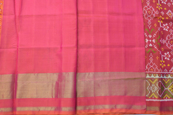 Patola saree in full baby pink colour