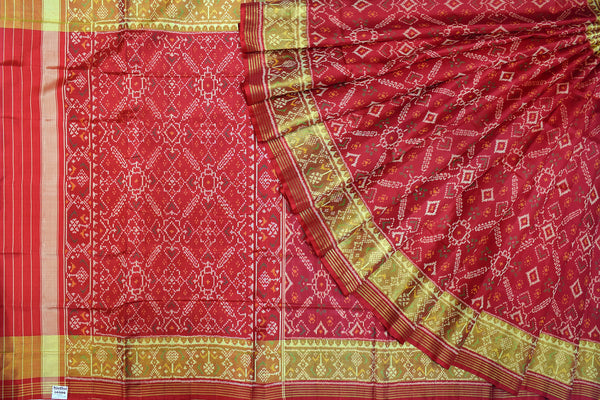 Patola saree in full red colour