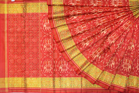 Patola saree in full red colour
