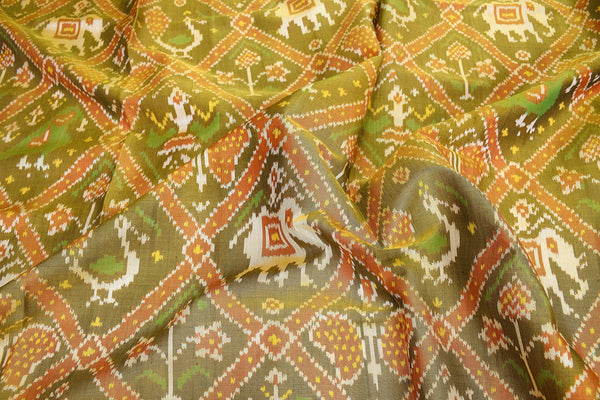 Patola saree in yellow and parrot green combination