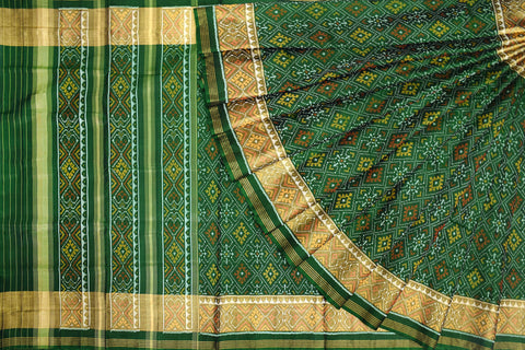 Patola saree in full green colour