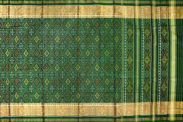 Patola saree in full green colour