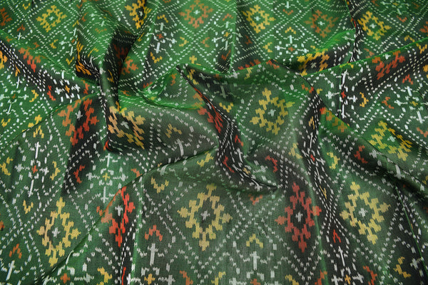 Patola saree in full green colour