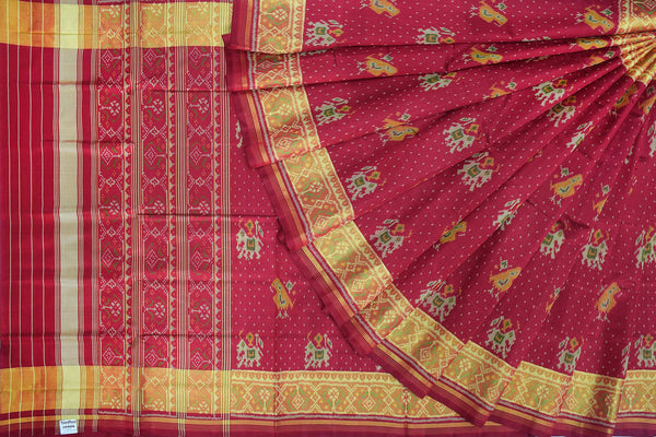Patola saree in full red colour