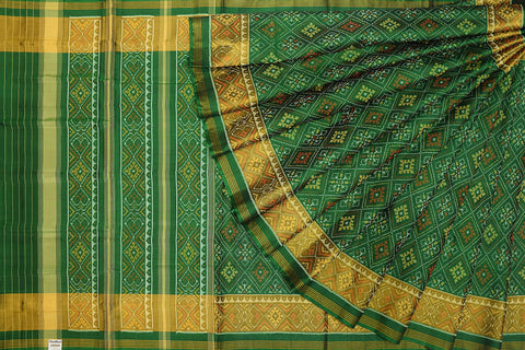Patola saree in full green colour