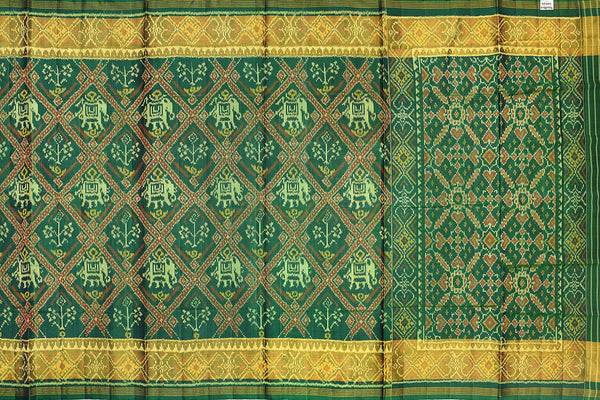 Patola saree in full green colour