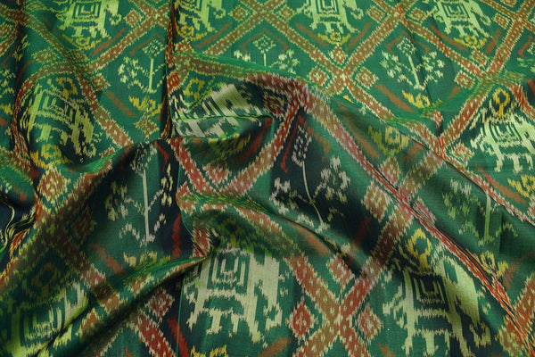 Patola saree in full green colour