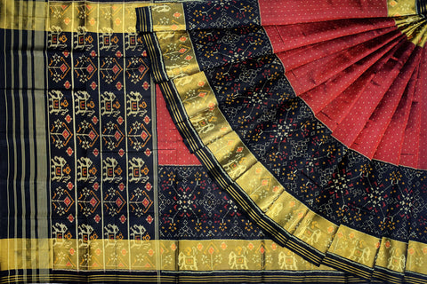 Patola saree in red and black colour
