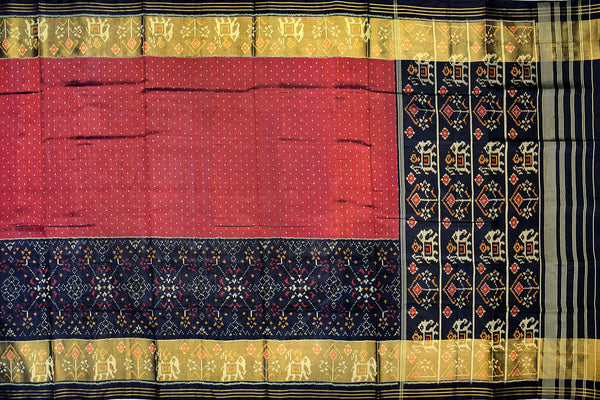 Patola saree in red and black colour