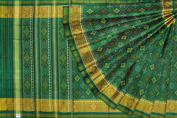Patola saree in full green colour