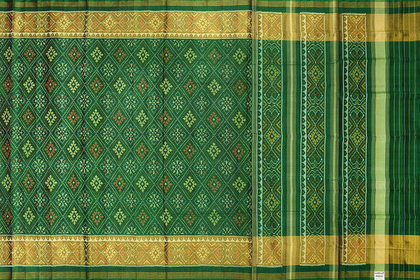 Patola saree in full green colour