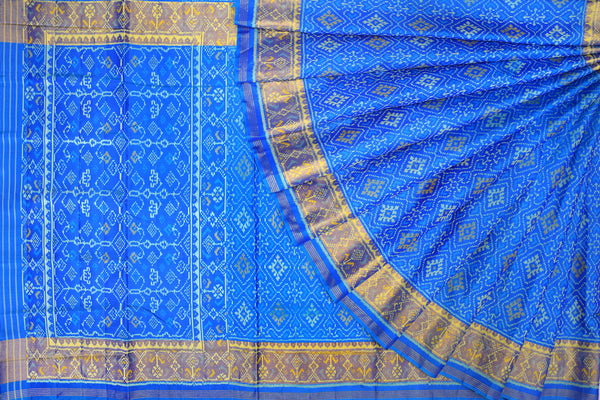 Patola saree in full sky blue colour