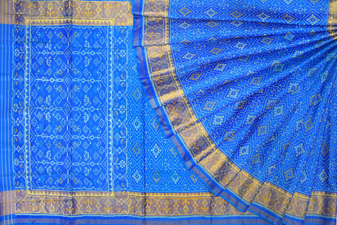 Patola saree in full sky blue colour