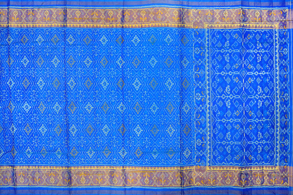 Patola saree in full sky blue colour