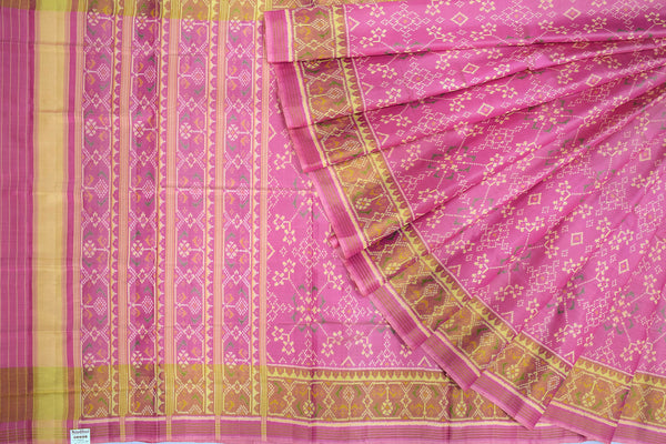 Patola saree in full baby pink colour