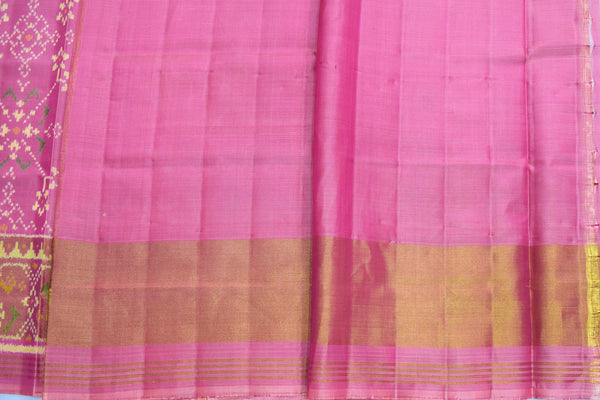 Patola saree in full baby pink colour