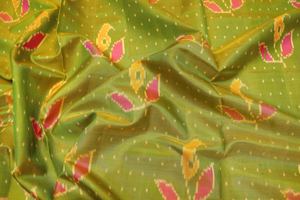 Patola saree in pink and parrot green colour