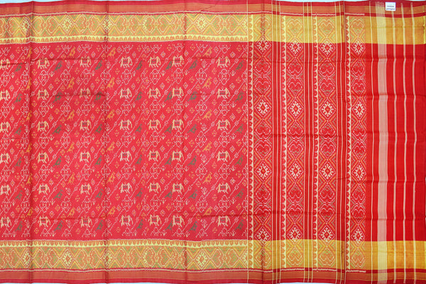 Patoal saree in full red colour