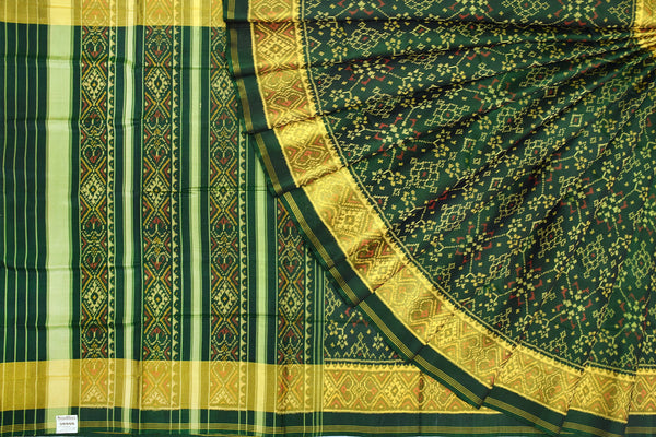 Patola saree in full green colour