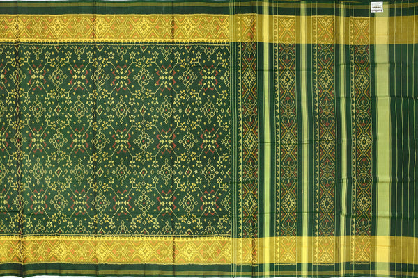 Patola saree in full green colour