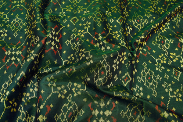 Patola saree in full green colour