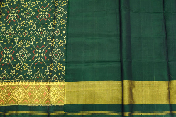 Patola saree in full green colour