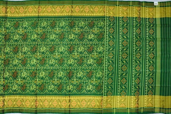 Patola saree in full green colour