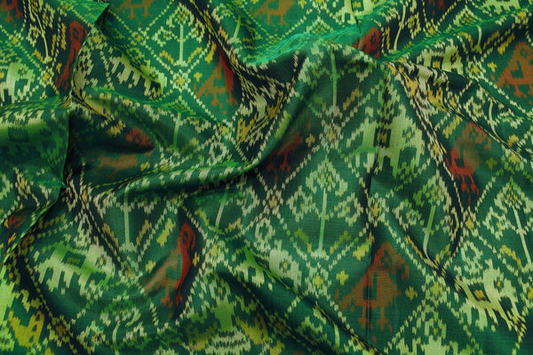 Patola saree in full green colour