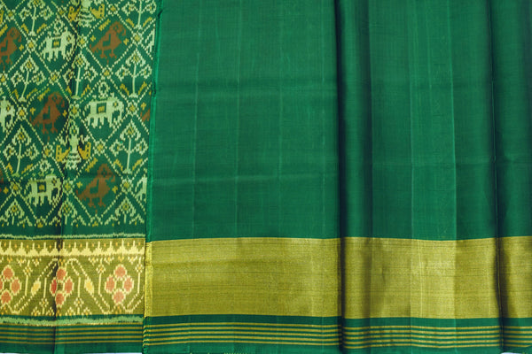 Patola saree in full green colour