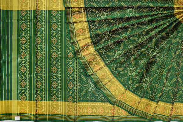Patola saree in full green colour