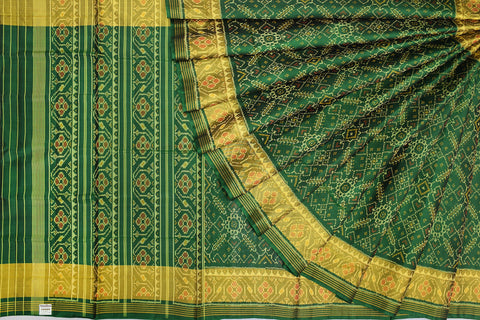 Patola saree in full green colour
