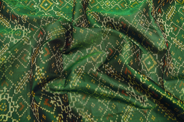 Patola saree in full green colour